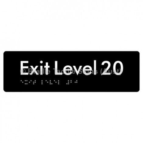 Braille Sign Exit Level 20 - Braille Tactile Signs (Aust) - BTS278-20-blk - Fully Custom Signs - Fast Shipping - High Quality - Australian Made &amp; Owned