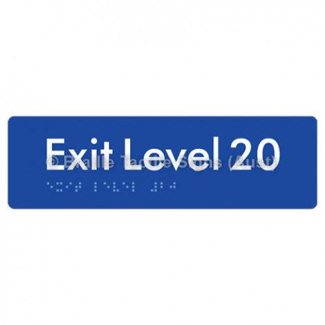 Braille Sign Exit Level 20 - Braille Tactile Signs (Aust) - BTS278-20-blu - Fully Custom Signs - Fast Shipping - High Quality - Australian Made &amp; Owned