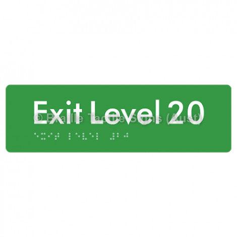 Braille Sign Exit Level 20 - Braille Tactile Signs (Aust) - BTS278-20-grn - Fully Custom Signs - Fast Shipping - High Quality - Australian Made &amp; Owned