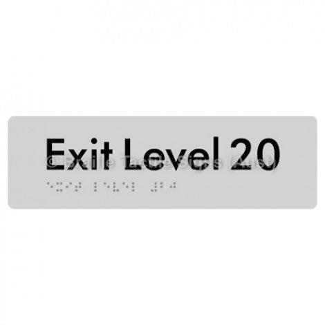 Braille Sign Exit Level 20 - Braille Tactile Signs (Aust) - BTS278-20-slv - Fully Custom Signs - Fast Shipping - High Quality - Australian Made &amp; Owned