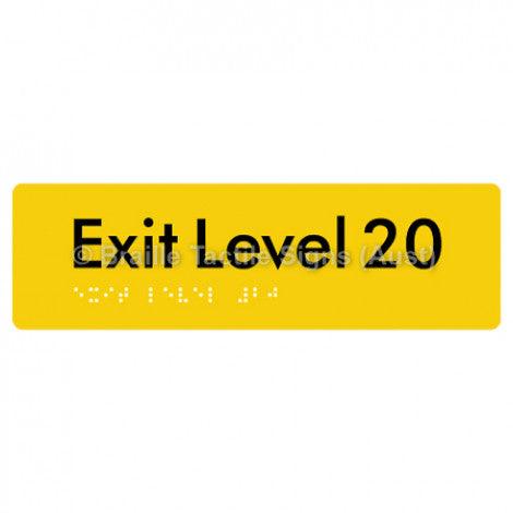 Braille Sign Exit Level 20 - Braille Tactile Signs (Aust) - BTS278-20-yel - Fully Custom Signs - Fast Shipping - High Quality - Australian Made &amp; Owned