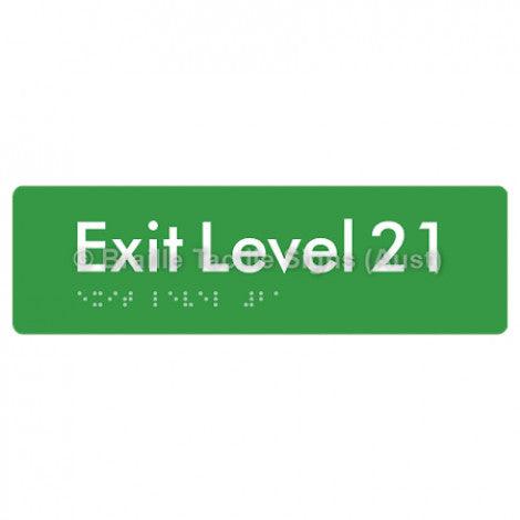 Braille Sign Exit Level 21 - Braille Tactile Signs (Aust) - BTS278-21-grn - Fully Custom Signs - Fast Shipping - High Quality - Australian Made &amp; Owned