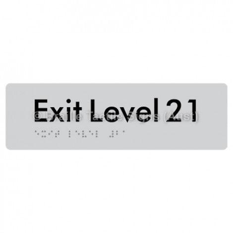 Braille Sign Exit Level 21 - Braille Tactile Signs (Aust) - BTS278-21-slv - Fully Custom Signs - Fast Shipping - High Quality - Australian Made &amp; Owned