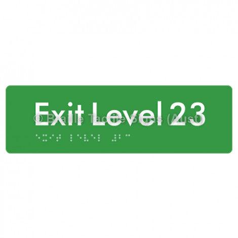 Braille Sign Exit Level 23 - Braille Tactile Signs (Aust) - BTS278-23-grn - Fully Custom Signs - Fast Shipping - High Quality - Australian Made &amp; Owned