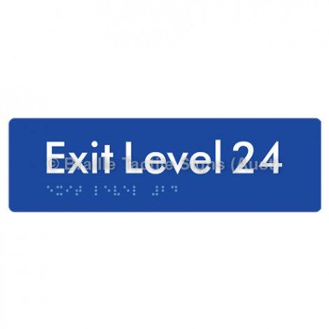 Braille Sign Exit Level 24 - Braille Tactile Signs (Aust) - BTS278-24-blu - Fully Custom Signs - Fast Shipping - High Quality - Australian Made &amp; Owned