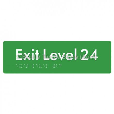 Braille Sign Exit Level 24 - Braille Tactile Signs (Aust) - BTS278-24-grn - Fully Custom Signs - Fast Shipping - High Quality - Australian Made &amp; Owned