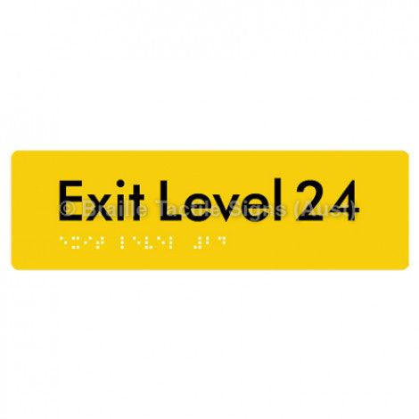 Braille Sign Exit Level 24 - Braille Tactile Signs (Aust) - BTS278-24-yel - Fully Custom Signs - Fast Shipping - High Quality - Australian Made &amp; Owned