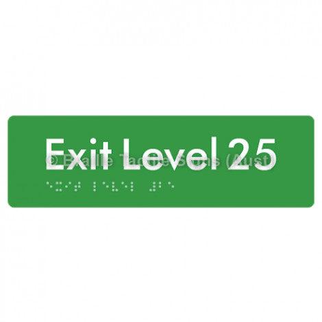 Braille Sign Exit Level 25 - Braille Tactile Signs (Aust) - BTS278-25-grn - Fully Custom Signs - Fast Shipping - High Quality - Australian Made &amp; Owned