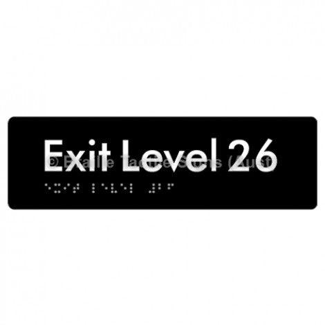 Braille Sign Exit Level 26 - Braille Tactile Signs (Aust) - BTS278-26-blk - Fully Custom Signs - Fast Shipping - High Quality - Australian Made &amp; Owned