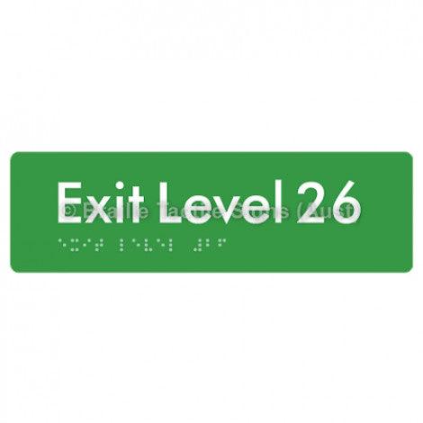 Braille Sign Exit Level 26 - Braille Tactile Signs (Aust) - BTS278-26-grn - Fully Custom Signs - Fast Shipping - High Quality - Australian Made &amp; Owned