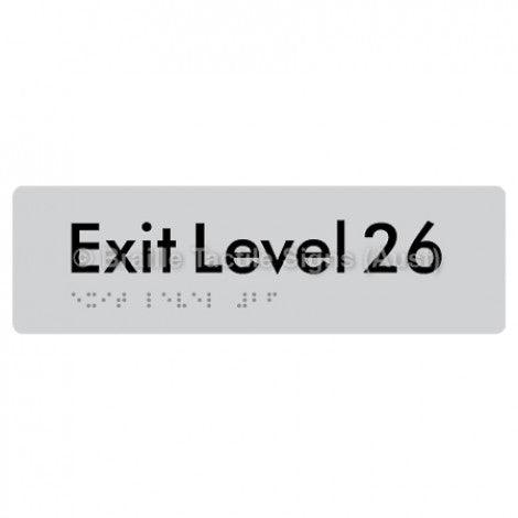 Braille Sign Exit Level 26 - Braille Tactile Signs (Aust) - BTS278-26-slv - Fully Custom Signs - Fast Shipping - High Quality - Australian Made &amp; Owned
