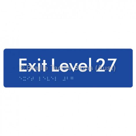 Braille Sign Exit Level 27 - Braille Tactile Signs (Aust) - BTS278-27-blu - Fully Custom Signs - Fast Shipping - High Quality - Australian Made &amp; Owned