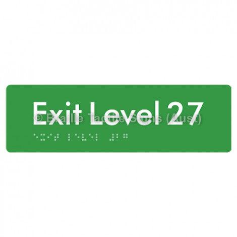 Braille Sign Exit Level 27 - Braille Tactile Signs (Aust) - BTS278-27-grn - Fully Custom Signs - Fast Shipping - High Quality - Australian Made &amp; Owned