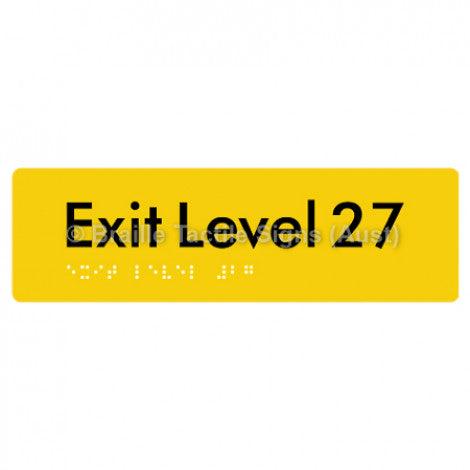 Braille Sign Exit Level 27 - Braille Tactile Signs (Aust) - BTS278-27-yel - Fully Custom Signs - Fast Shipping - High Quality - Australian Made &amp; Owned