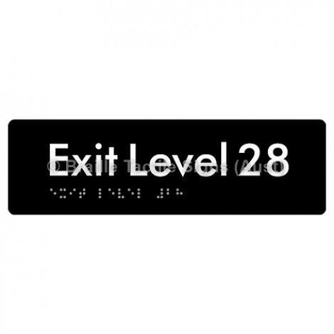 Braille Sign Exit Level 28 - Braille Tactile Signs (Aust) - BTS278-28-blk - Fully Custom Signs - Fast Shipping - High Quality - Australian Made &amp; Owned