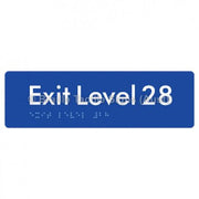 Braille Sign Exit Level 28 - Braille Tactile Signs (Aust) - BTS278-28-blu - Fully Custom Signs - Fast Shipping - High Quality - Australian Made &amp; Owned