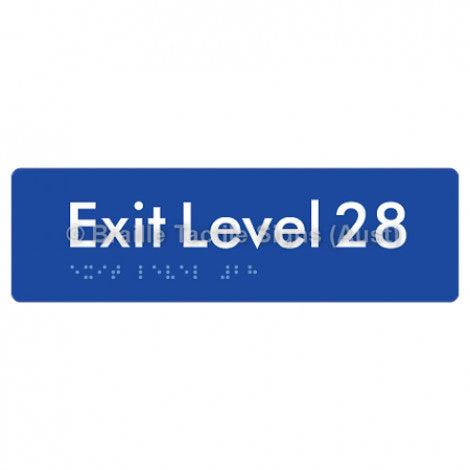 Braille Sign Exit Level 28 - Braille Tactile Signs (Aust) - BTS278-28-blu - Fully Custom Signs - Fast Shipping - High Quality - Australian Made &amp; Owned