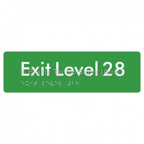 Braille Sign Exit Level 28 - Braille Tactile Signs (Aust) - BTS278-28-grn - Fully Custom Signs - Fast Shipping - High Quality - Australian Made &amp; Owned