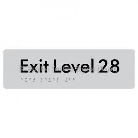 Braille Sign Exit Level 28 - Braille Tactile Signs (Aust) - BTS278-28-slv - Fully Custom Signs - Fast Shipping - High Quality - Australian Made &amp; Owned