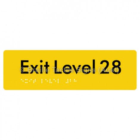 Braille Sign Exit Level 28 - Braille Tactile Signs (Aust) - BTS278-28-yel - Fully Custom Signs - Fast Shipping - High Quality - Australian Made &amp; Owned