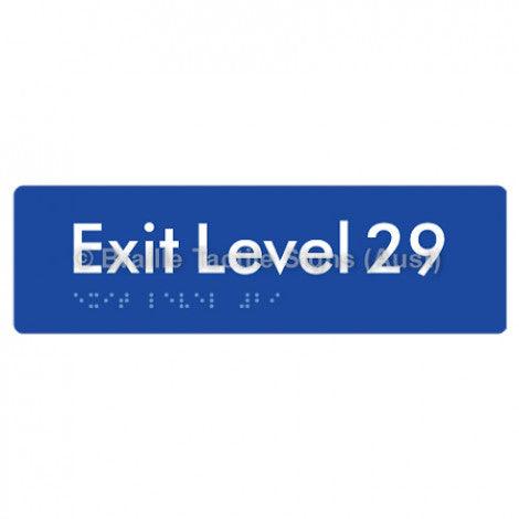 Braille Sign Exit Level 29 - Braille Tactile Signs (Aust) - BTS278-29-blu - Fully Custom Signs - Fast Shipping - High Quality - Australian Made &amp; Owned