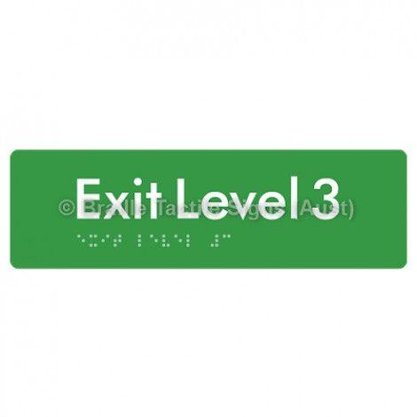 Braille Sign Exit Level 3 - Braille Tactile Signs (Aust) - BTS278-03-grn - Fully Custom Signs - Fast Shipping - High Quality - Australian Made &amp; Owned