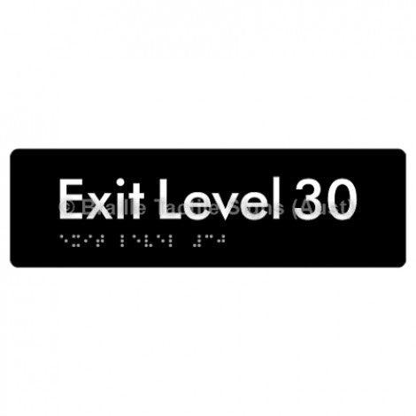 Braille Sign Exit Level 30 - Braille Tactile Signs (Aust) - BTS278-30-blk - Fully Custom Signs - Fast Shipping - High Quality - Australian Made &amp; Owned