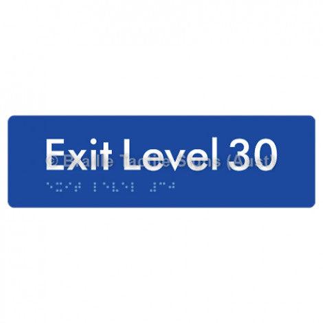 Braille Sign Exit Level 30 - Braille Tactile Signs (Aust) - BTS278-30-blu - Fully Custom Signs - Fast Shipping - High Quality - Australian Made &amp; Owned