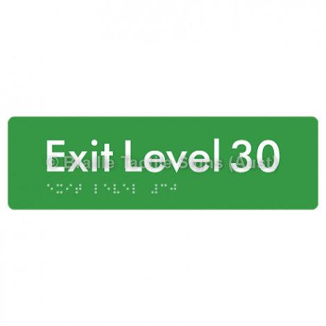 Braille Sign Exit Level 30 - Braille Tactile Signs (Aust) - BTS278-30-grn - Fully Custom Signs - Fast Shipping - High Quality - Australian Made &amp; Owned