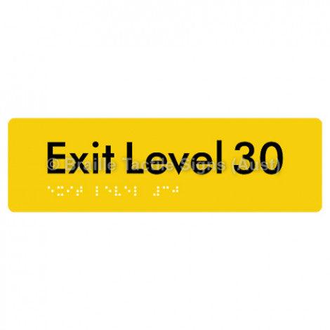 Braille Sign Exit Level 30 - Braille Tactile Signs (Aust) - BTS278-30-yel - Fully Custom Signs - Fast Shipping - High Quality - Australian Made &amp; Owned
