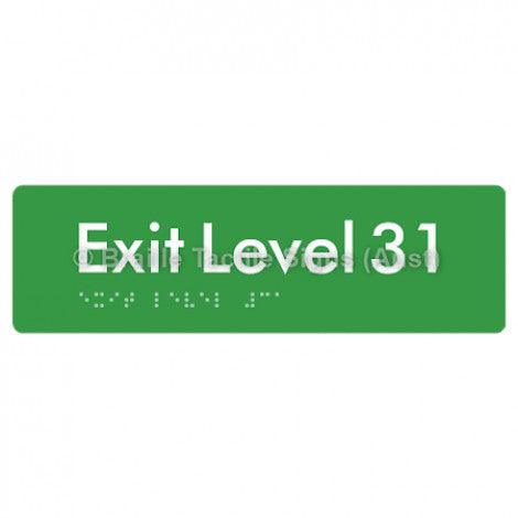 Braille Sign Exit Level 31 - Braille Tactile Signs (Aust) - BTS278-31-grn - Fully Custom Signs - Fast Shipping - High Quality - Australian Made &amp; Owned