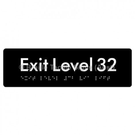 Braille Sign Exit Level 32 - Braille Tactile Signs (Aust) - BTS278-32-blk - Fully Custom Signs - Fast Shipping - High Quality - Australian Made &amp; Owned