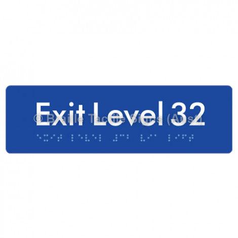 Braille Sign Exit Level 32 - Braille Tactile Signs (Aust) - BTS278-32-blu - Fully Custom Signs - Fast Shipping - High Quality - Australian Made &amp; Owned