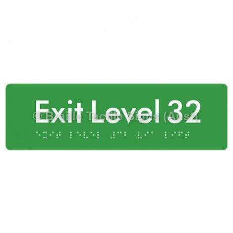 Braille Sign Exit Level 32 - Braille Tactile Signs (Aust) - BTS278-32-grn - Fully Custom Signs - Fast Shipping - High Quality - Australian Made &amp; Owned