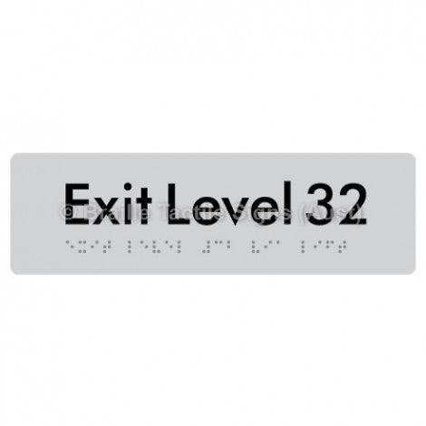 Braille Sign Exit Level 32 - Braille Tactile Signs (Aust) - BTS278-32-slv - Fully Custom Signs - Fast Shipping - High Quality - Australian Made &amp; Owned