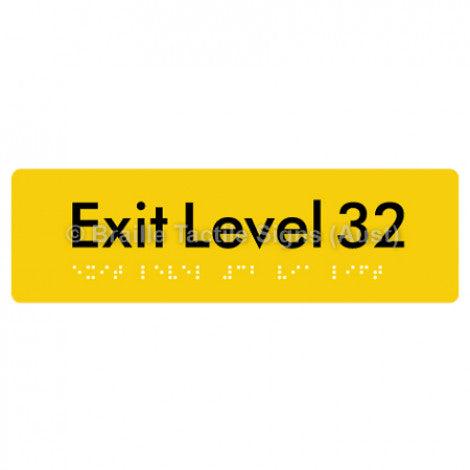 Braille Sign Exit Level 32 - Braille Tactile Signs (Aust) - BTS278-32-yel - Fully Custom Signs - Fast Shipping - High Quality - Australian Made &amp; Owned