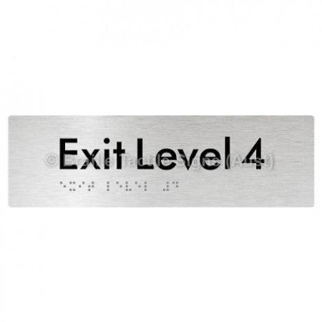 Braille Sign Exit Level 4 - Braille Tactile Signs (Aust) - BTS278-04-aliB - Fully Custom Signs - Fast Shipping - High Quality - Australian Made &amp; Owned