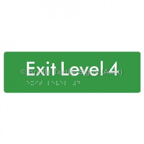 Braille Sign Exit Level 4 - Braille Tactile Signs (Aust) - BTS278-04-grn - Fully Custom Signs - Fast Shipping - High Quality - Australian Made &amp; Owned