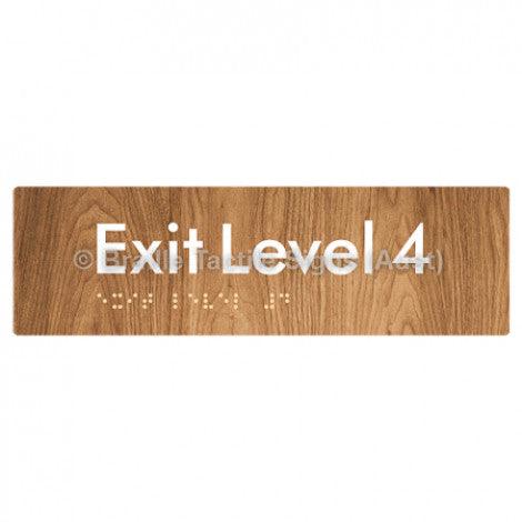 Braille Sign Exit Level 4 - Braille Tactile Signs (Aust) - BTS278-04-wdg - Fully Custom Signs - Fast Shipping - High Quality - Australian Made &amp; Owned