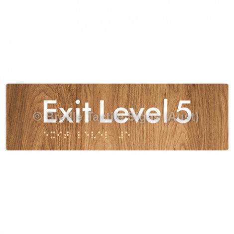 Braille Sign Exit Level 5 - Braille Tactile Signs (Aust) - BTS278-05-wdg - Fully Custom Signs - Fast Shipping - High Quality - Australian Made &amp; Owned