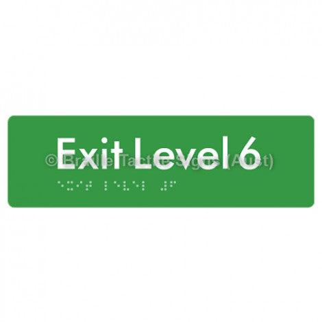 Braille Sign Exit Level 6 - Braille Tactile Signs (Aust) - BTS278-06-grn - Fully Custom Signs - Fast Shipping - High Quality - Australian Made &amp; Owned