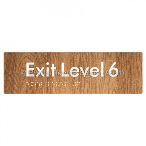 Braille Sign Exit Level 6 - Braille Tactile Signs (Aust) - BTS278-06-wdg - Fully Custom Signs - Fast Shipping - High Quality - Australian Made &amp; Owned