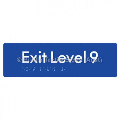 Braille Sign Exit Level 9 - Braille Tactile Signs (Aust) - BTS278-09-blu - Fully Custom Signs - Fast Shipping - High Quality - Australian Made &amp; Owned