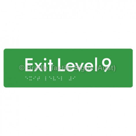 Braille Sign Exit Level 9 - Braille Tactile Signs (Aust) - BTS278-09-grn - Fully Custom Signs - Fast Shipping - High Quality - Australian Made &amp; Owned