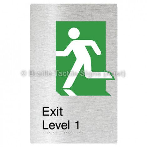 Braille Sign Fire Exit Level 1 - Braille Tactile Signs (Aust) - BTS279-01-aliB - Fully Custom Signs - Fast Shipping - High Quality - Australian Made &amp; Owned
