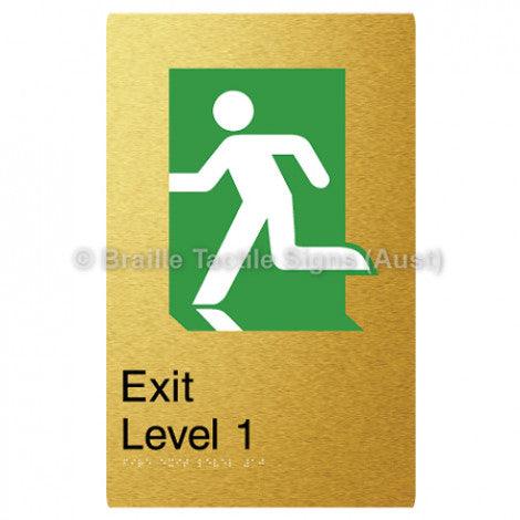 Braille Sign Fire Exit Level 1 - Braille Tactile Signs (Aust) - BTS279-01-aliG - Fully Custom Signs - Fast Shipping - High Quality - Australian Made &amp; Owned