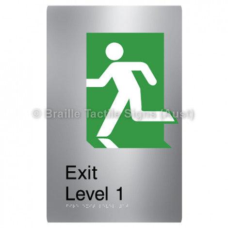 Braille Sign Fire Exit Level 1 - Braille Tactile Signs (Aust) - BTS279-01-aliS - Fully Custom Signs - Fast Shipping - High Quality - Australian Made &amp; Owned