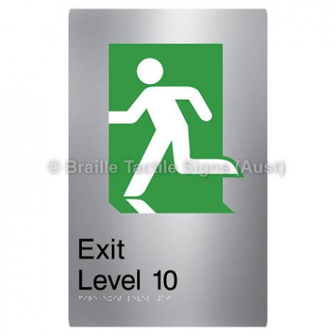 Braille Sign Fire Exit Level 10 - Braille Tactile Signs (Aust) - BTS279-10-aliS - Fully Custom Signs - Fast Shipping - High Quality - Australian Made &amp; Owned
