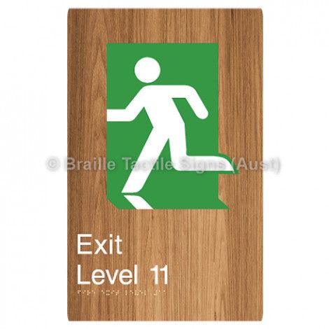 Braille Sign Fire Exit Level 11 - Braille Tactile Signs (Aust) - BTS279-11-wdg - Fully Custom Signs - Fast Shipping - High Quality - Australian Made &amp; Owned