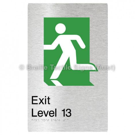 Braille Sign Fire Exit Level 13 - Braille Tactile Signs (Aust) - BTS279-13-aliB - Fully Custom Signs - Fast Shipping - High Quality - Australian Made &amp; Owned